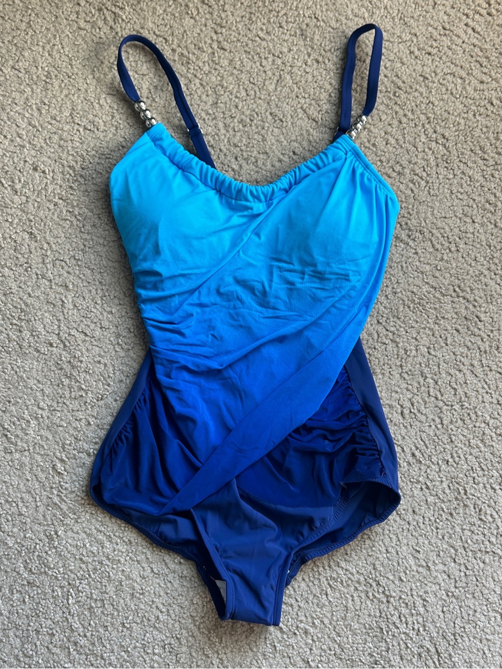 VENUS Ombre Blue One Piece Swimsuit with Beaded Straps